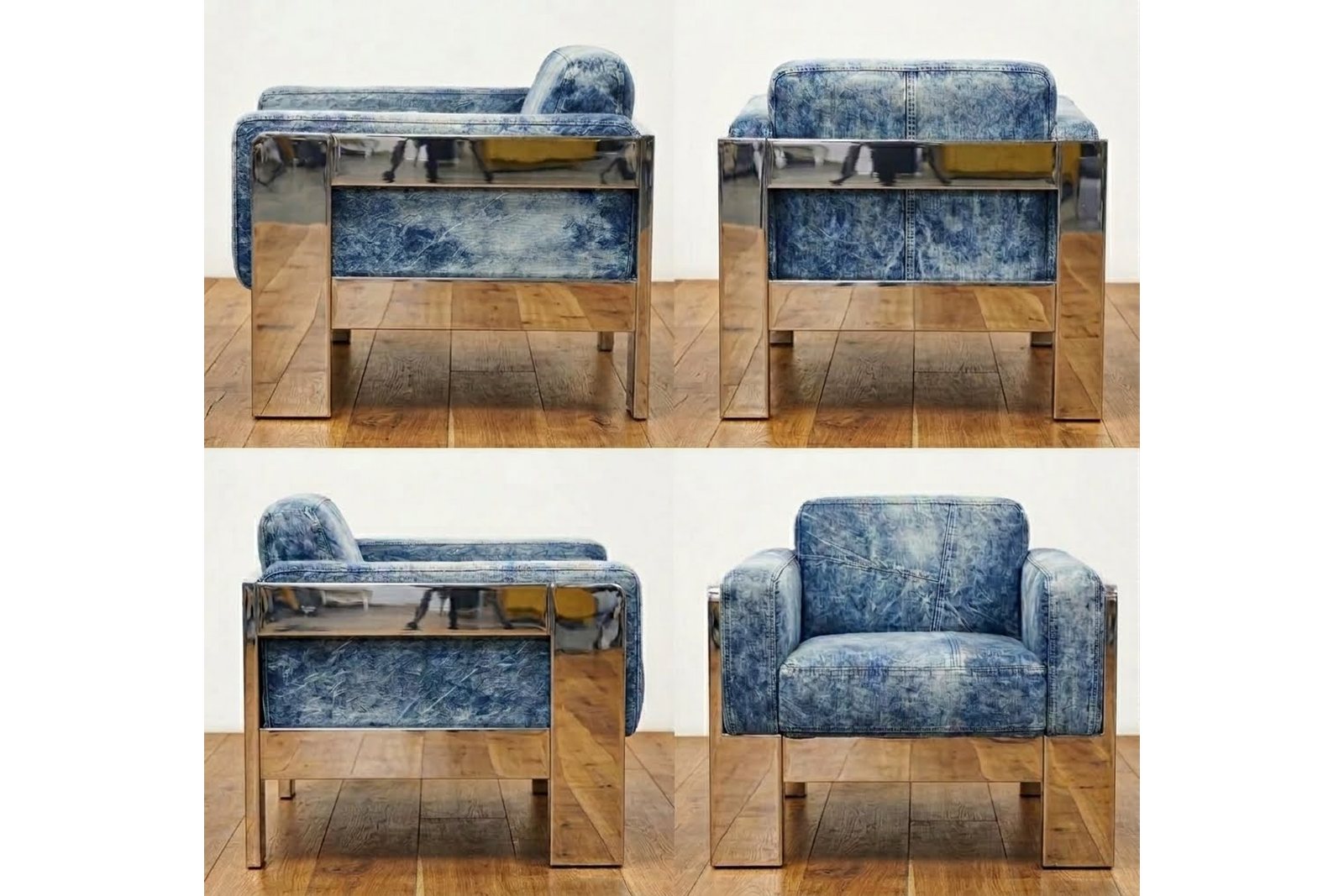 Chrome and denim object
