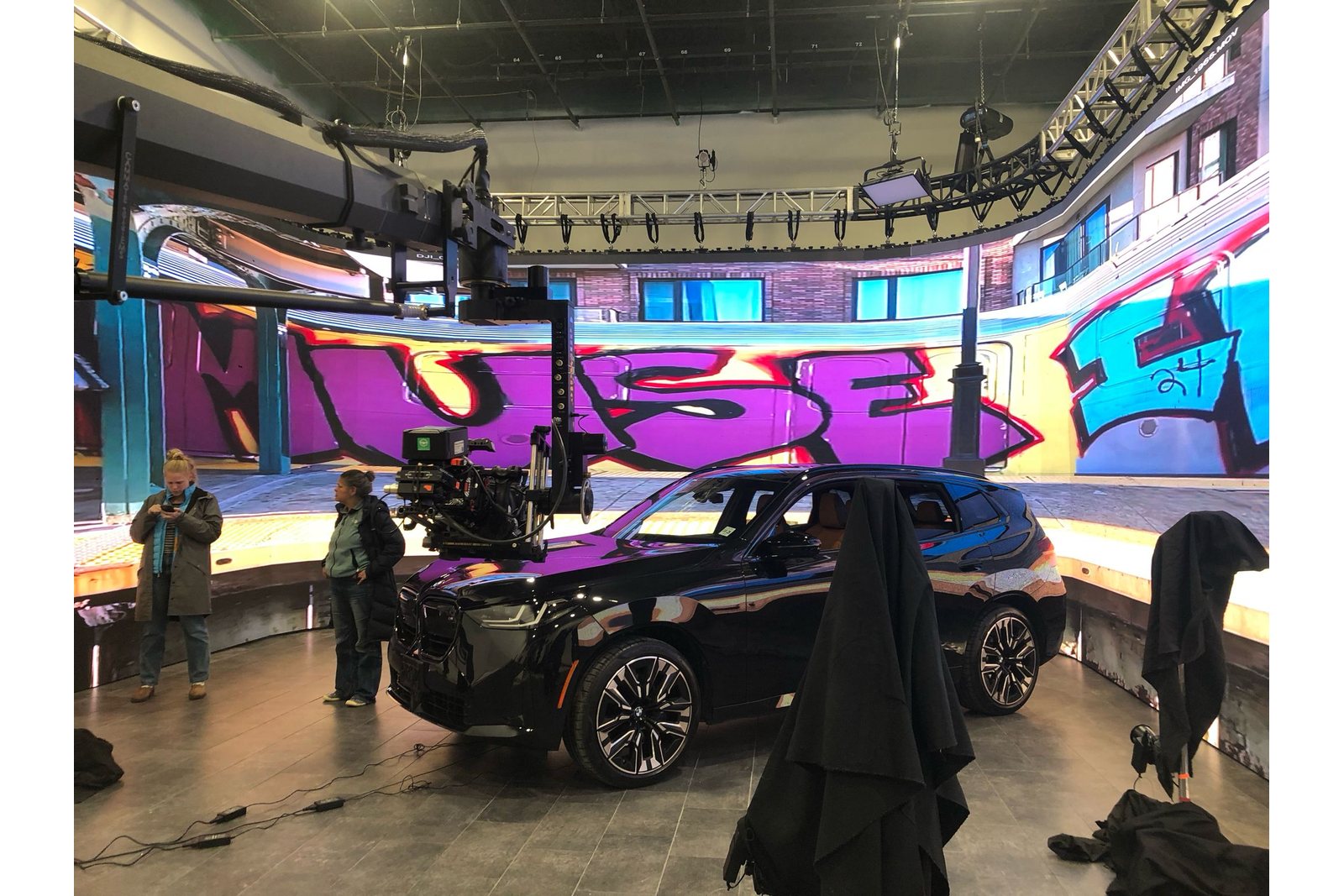 LED volume stage set for a vehicle shoot