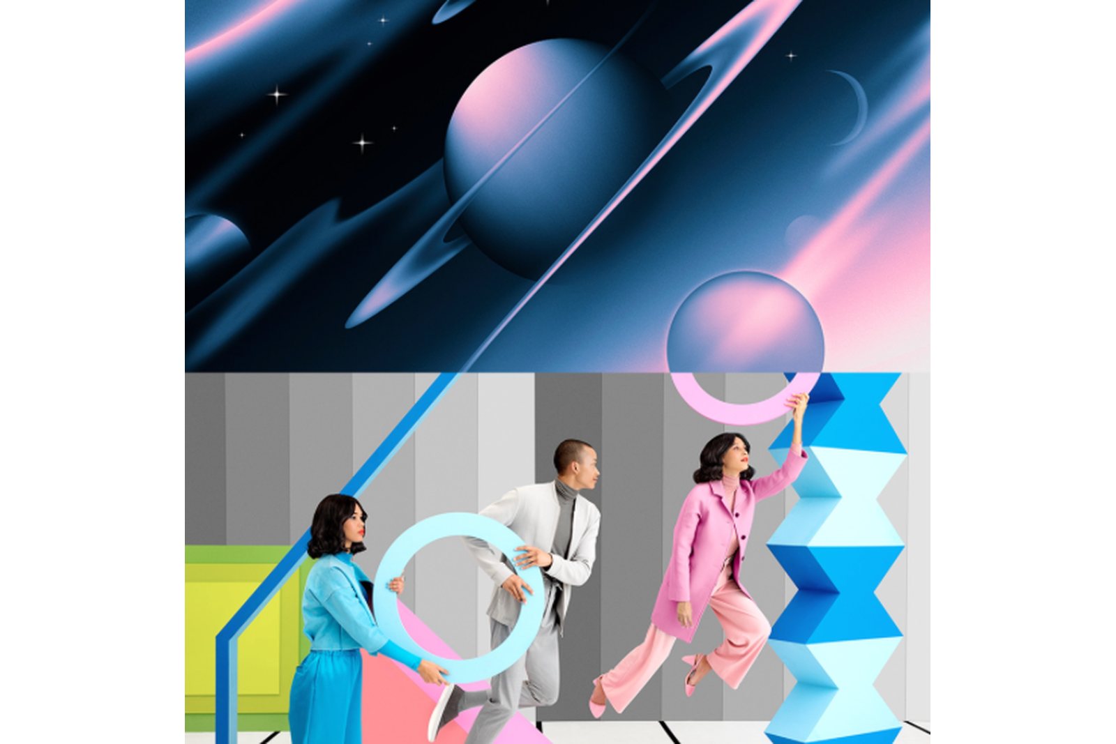 Campaign set with graphic forms